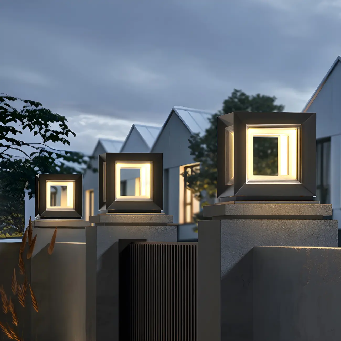 Smooth Black Metal Cubic Post Cap Light Image - 6 | homeyfad