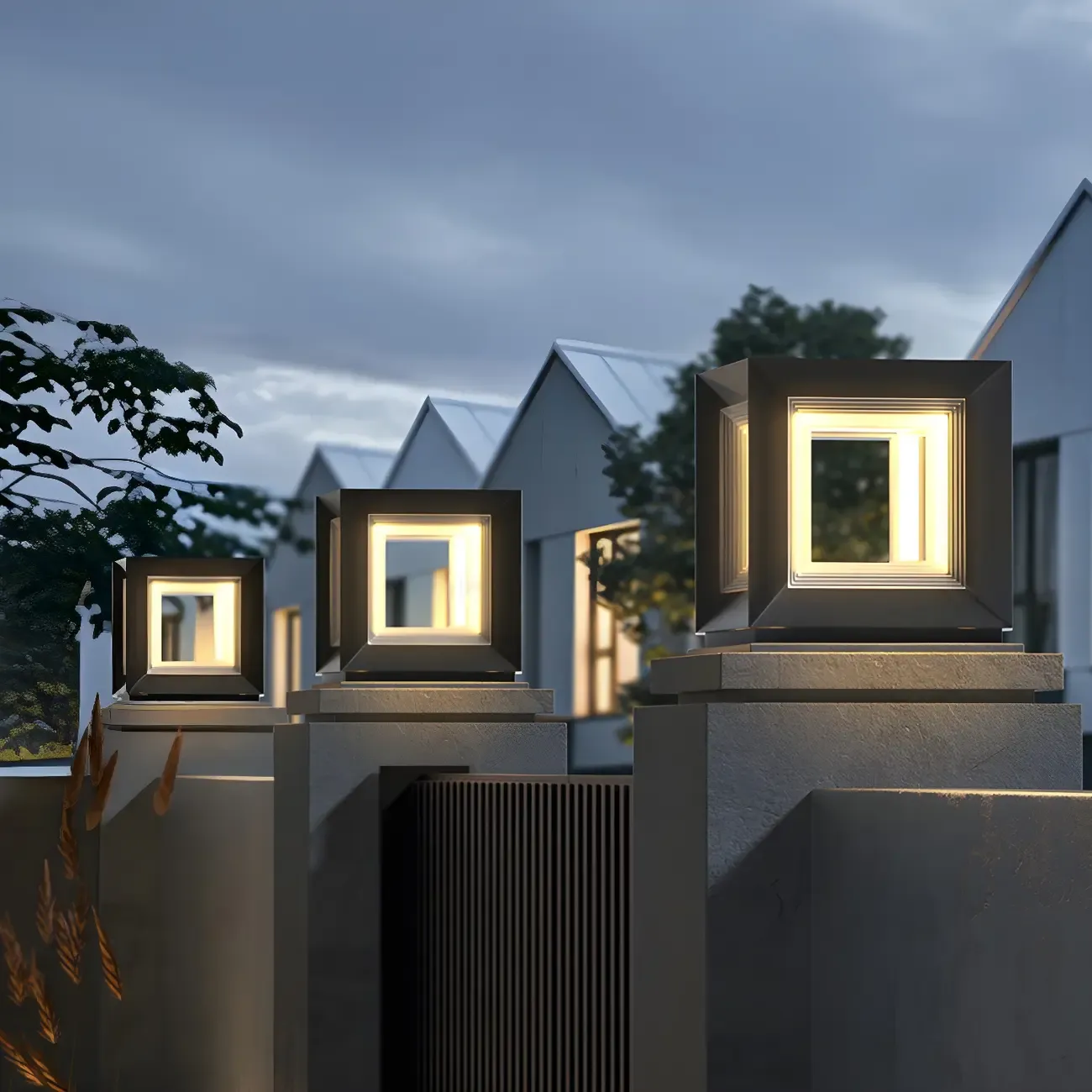 Smooth Black Metal Cubic Post Cap Light Image - 6