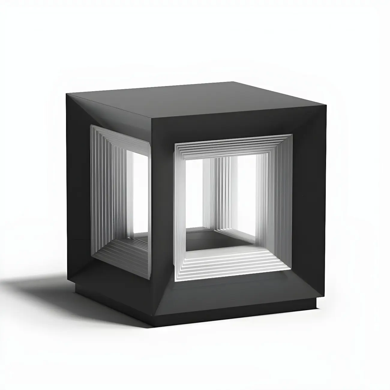 Smooth Black Metal Cubic Post Cap Light Image - 9 | homeyfad