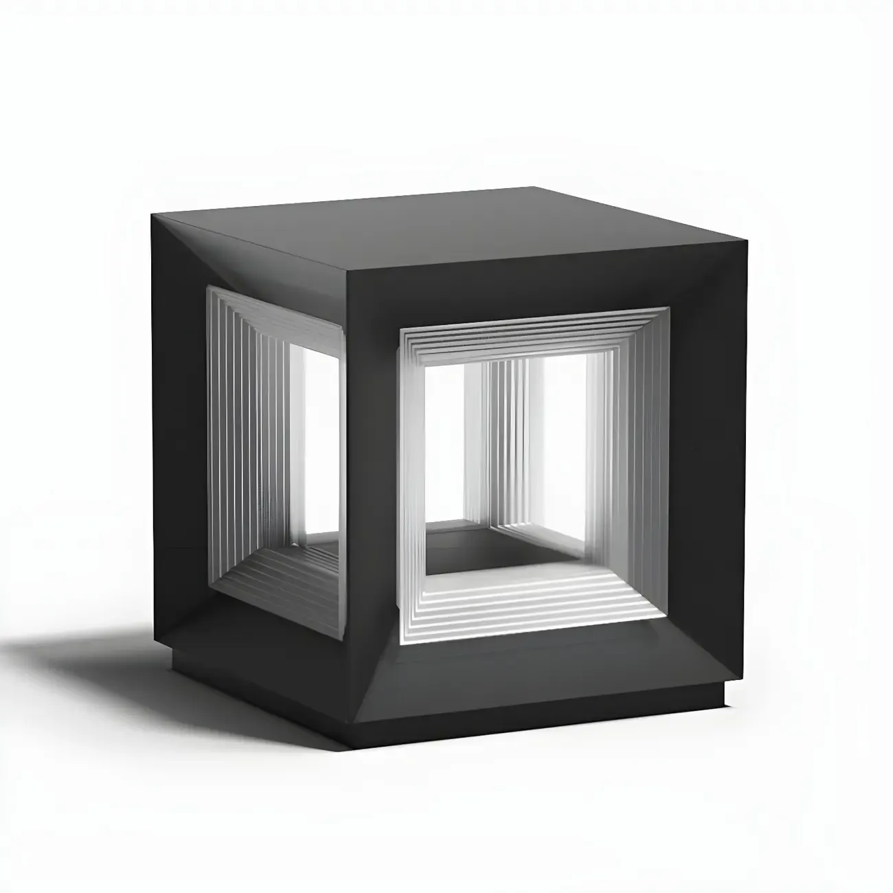 Smooth Black Metal Cubic Post Cap Light Image - 9