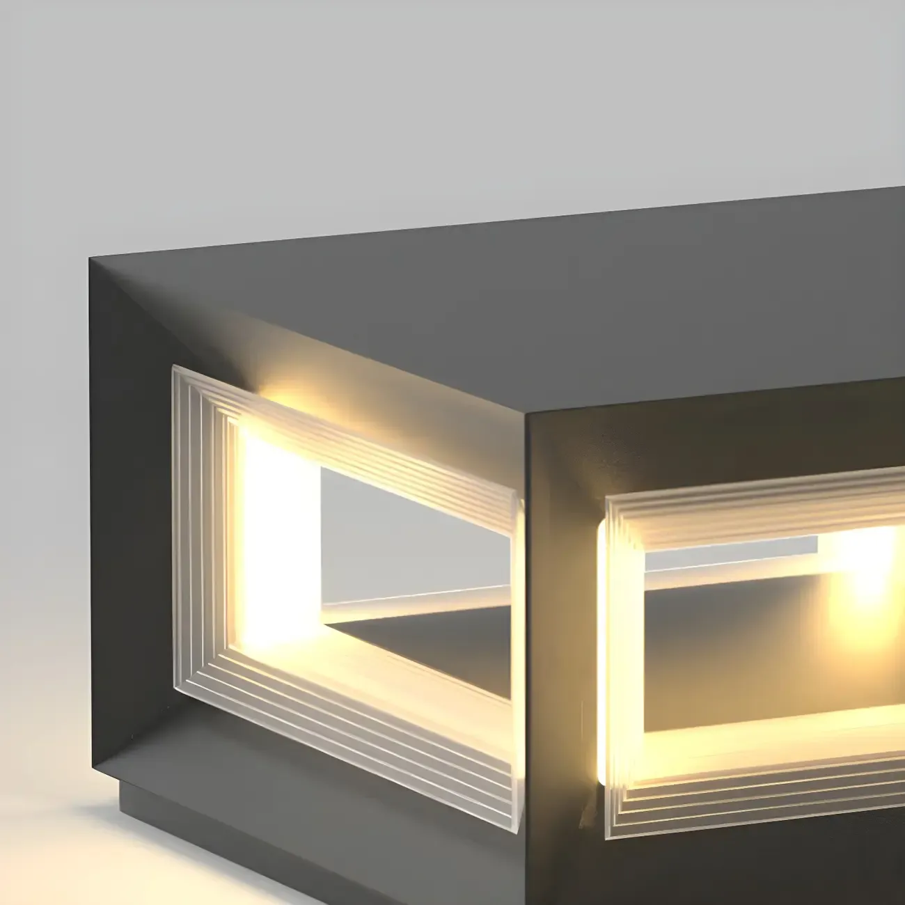 Smooth Black Metal Cubic Post Cap Light Image - 11