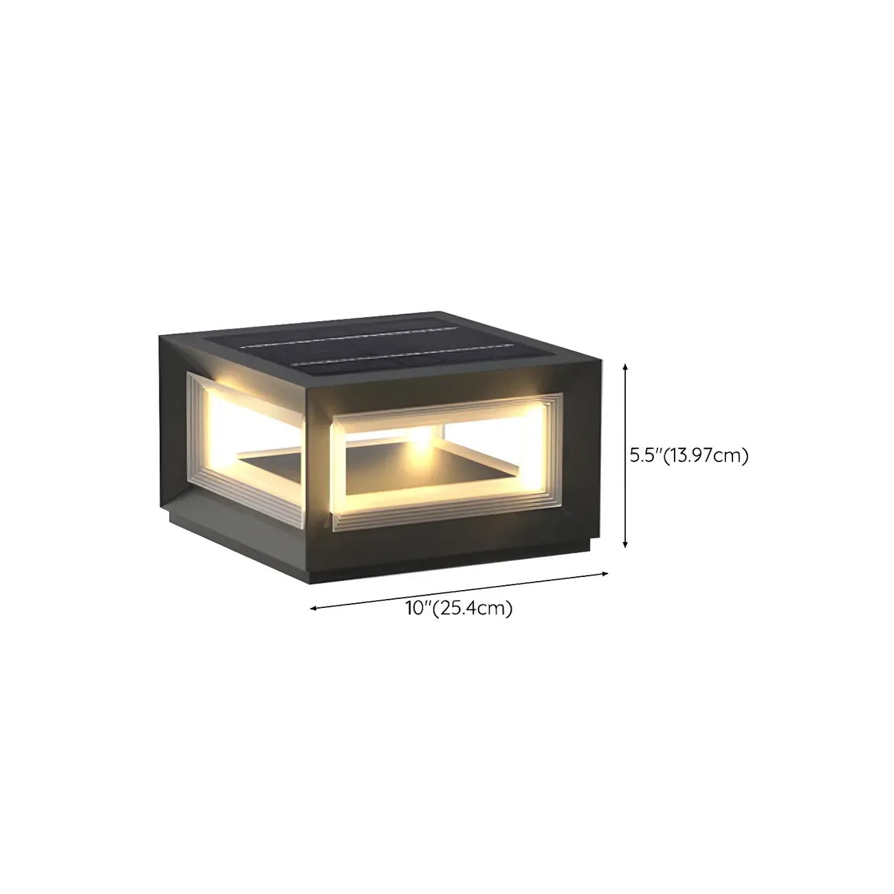 Smooth Black Metal Cubic Post Cap Light Image - 16
