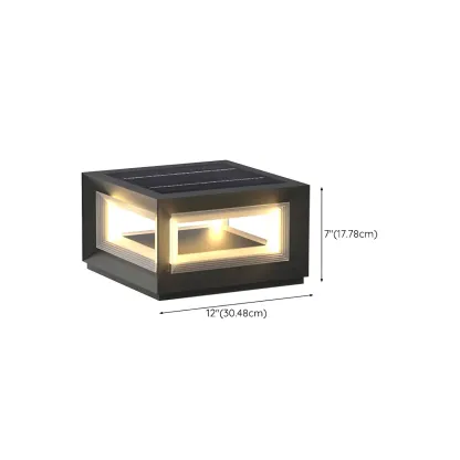 Smooth Black Metal Cubic Post Cap Light Image - 17