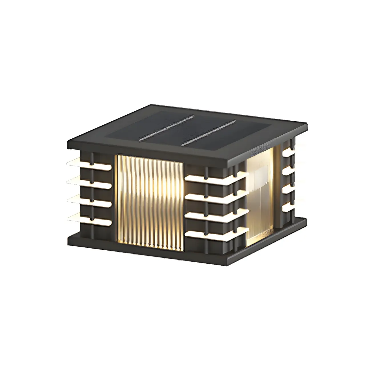 Contemporary Solar Black Metal Post Cap Light Image - 7 | homeyfad