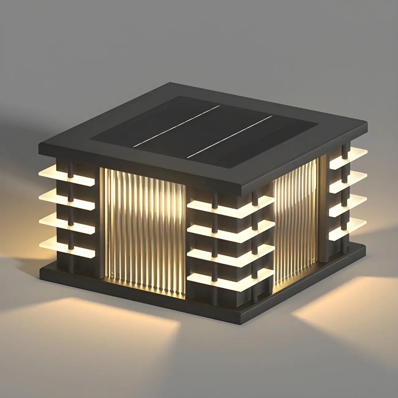 Contemporary Solar Black Metal Post Cap Light Image - 6 | homeyfad