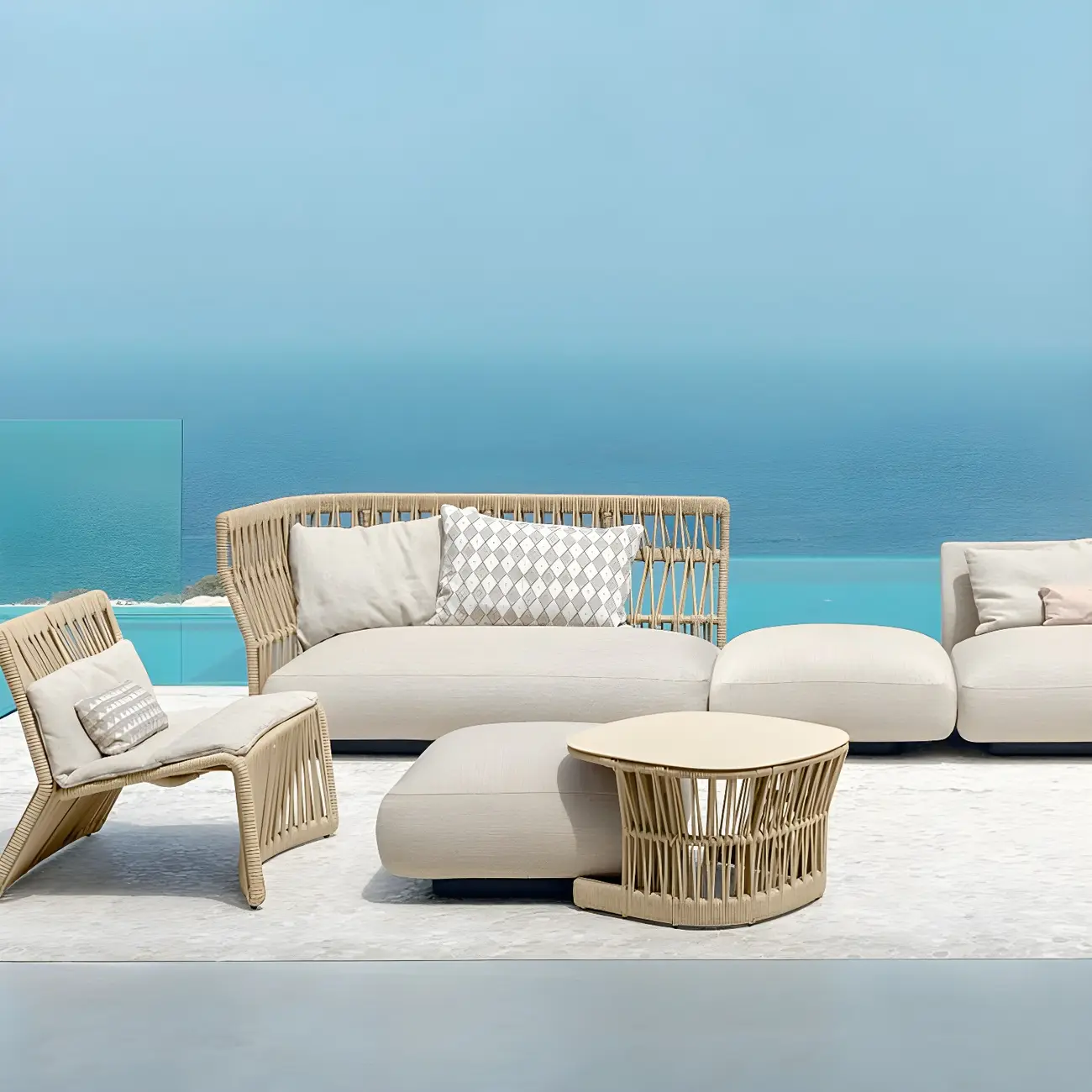 Tropical Modern Wicker Outdoor Patio Sofa Set Image - 1 | homeyfad