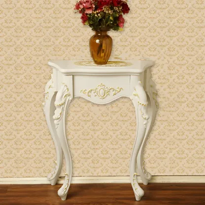 Vintage White Wood Free Form Narrow Console Table Image - 3