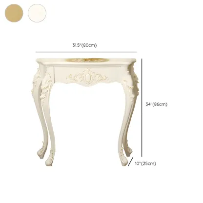 Vintage White Wood Free Form Narrow Console Table Image - 19