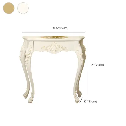 Vintage White Wood Free Form Narrow Console Table Image - 20