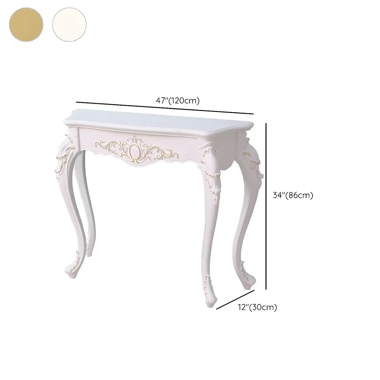 Vintage White Wood Free Form Narrow Console Table Image - 22