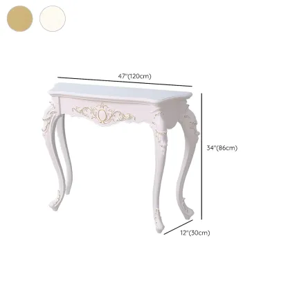 Vintage White Wood Free Form Narrow Console Table Image - 22