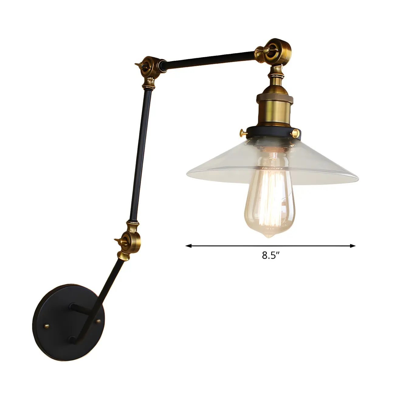Wide Flare Brass Black 3-Section Arm Swing Wall Light Image - 5 | homeyfad