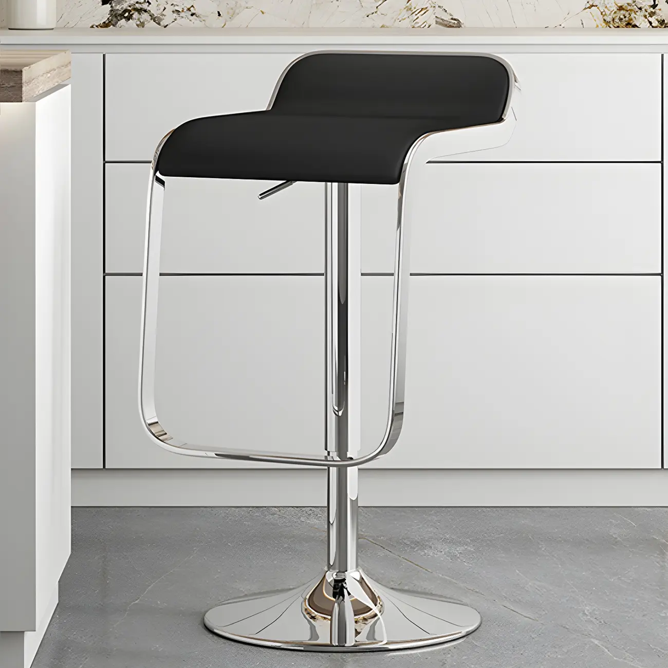 Elegant Metal Adjustable Bar Stools with Leather Seat for Kitchen Image - 5 | homeyfad