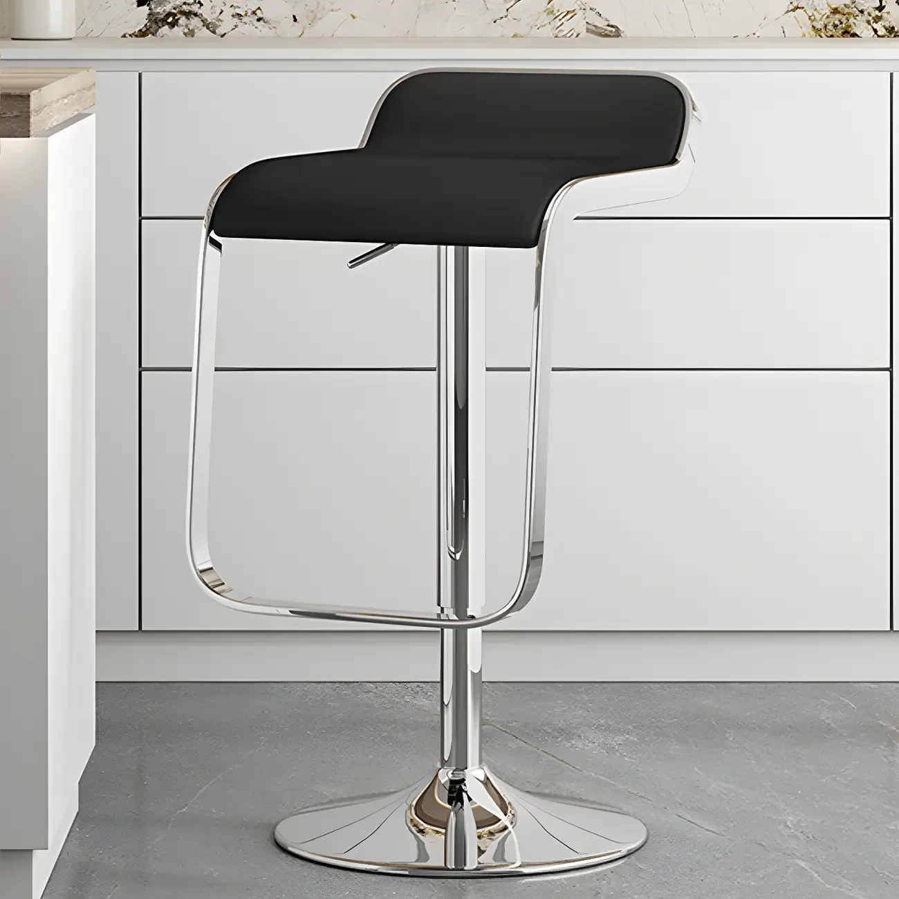 Elegant Metal Adjustable Bar Stools with Leather Seat for Kitchen Image - 5