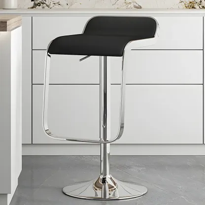 Elegant Metal Adjustable Bar Stools with Leather Seat for Kitchen Image - 5