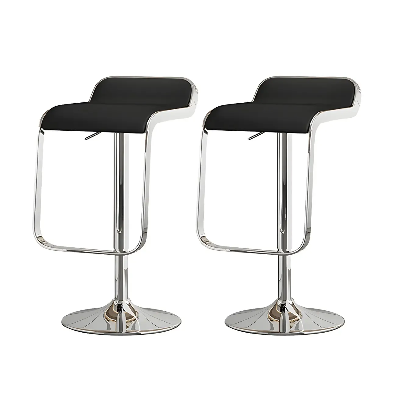 Elegant Metal Adjustable Bar Stools with Leather Seat for Kitchen Image - 6