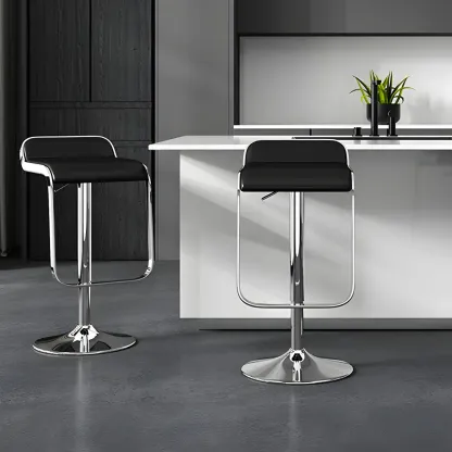 Elegant Metal Adjustable Bar Stools with Leather Seat for Kitchen Image - 2