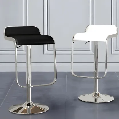 Elegant Metal Adjustable Bar Stools with Leather Seat for Kitchen Image - 1