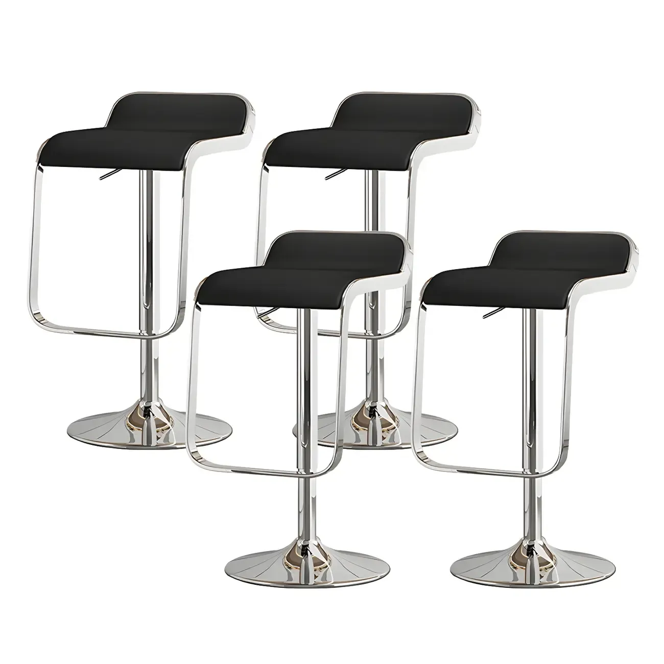 Elegant Metal Adjustable Bar Stools with Leather Seat for Kitchen Image - 7