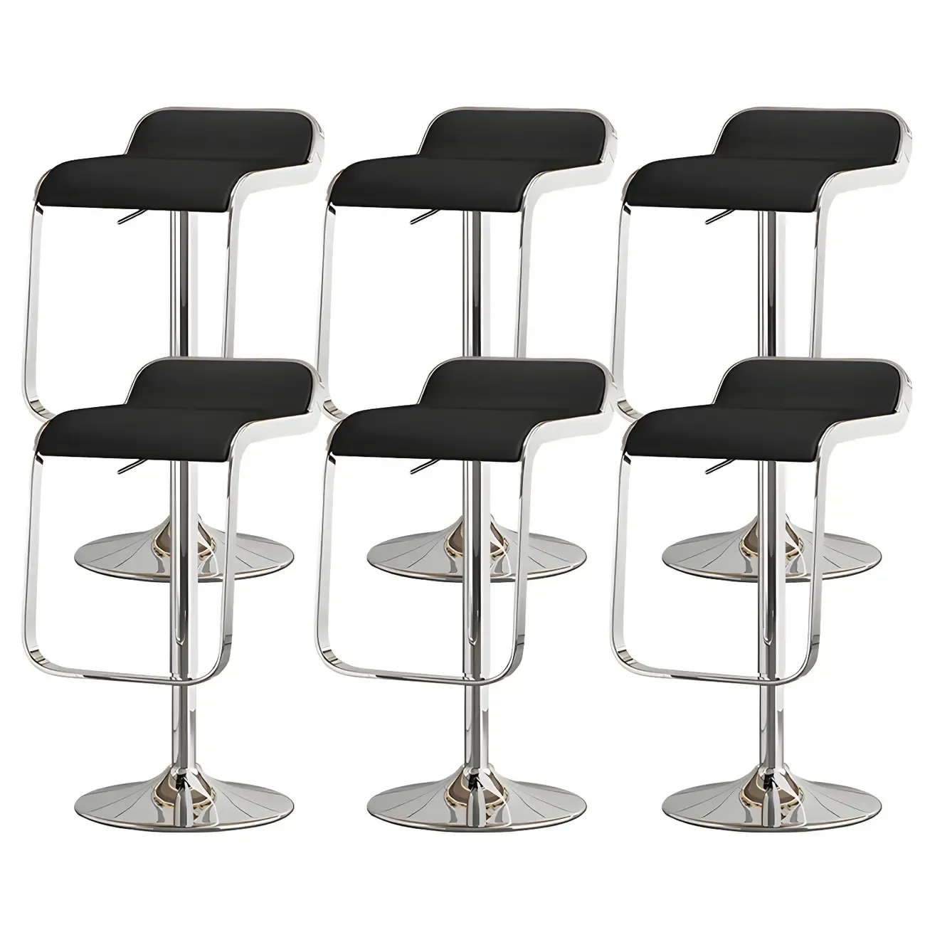 Elegant Metal Adjustable Bar Stools with Leather Seat for Kitchen Image - 8