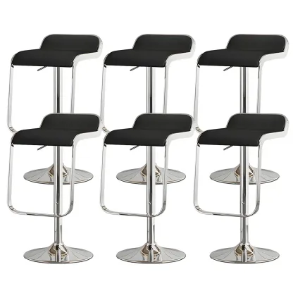 Elegant Metal Adjustable Bar Stools with Leather Seat for Kitchen Image - 8
