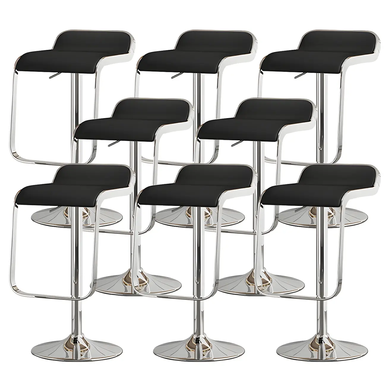 Elegant Metal Adjustable Bar Stools with Leather Seat for Kitchen Image - 9 | homeyfad