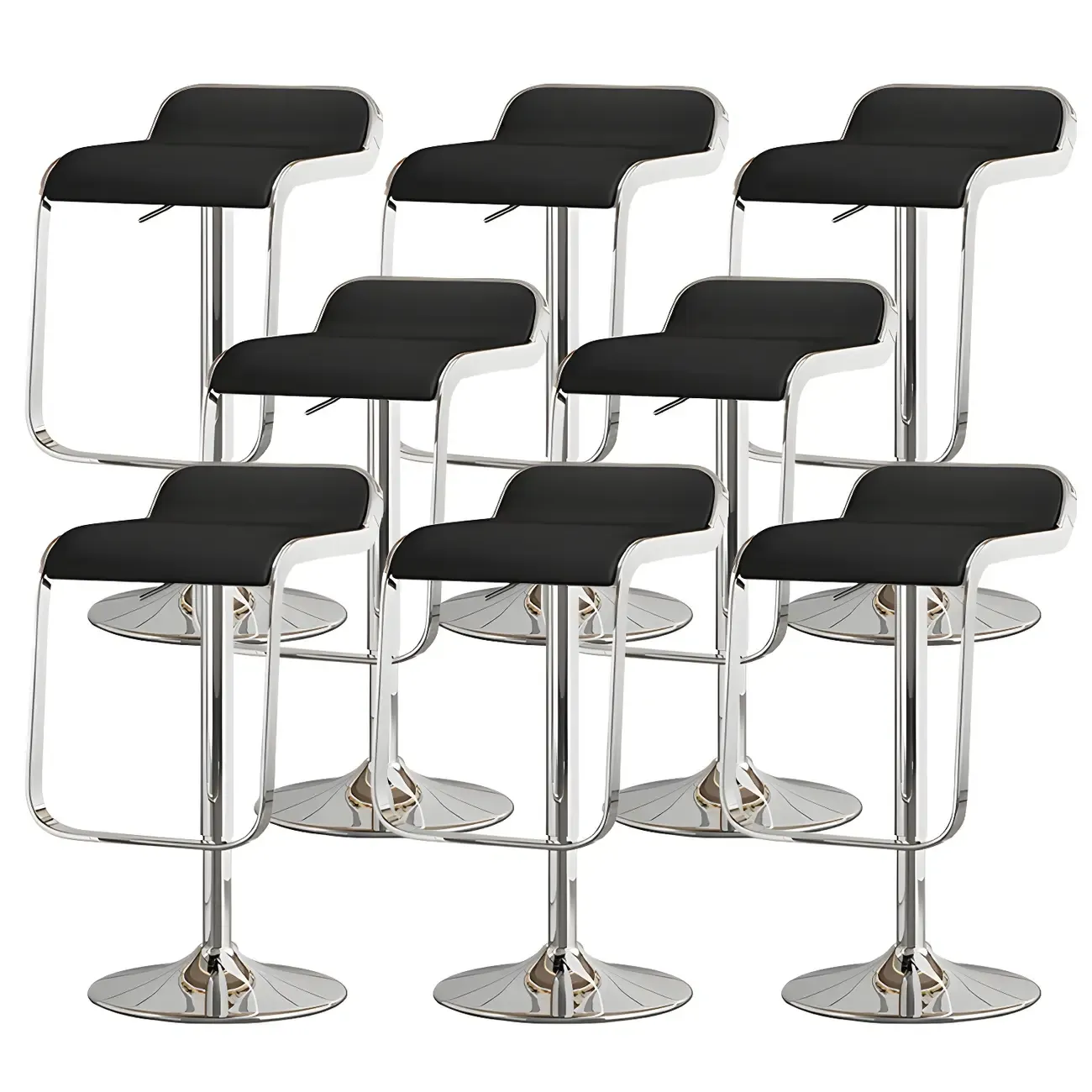 Elegant Metal Adjustable Bar Stools with Leather Seat for Kitchen Image - 9