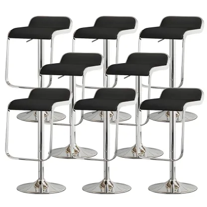 Elegant Metal Adjustable Bar Stools with Leather Seat for Kitchen Image - 9