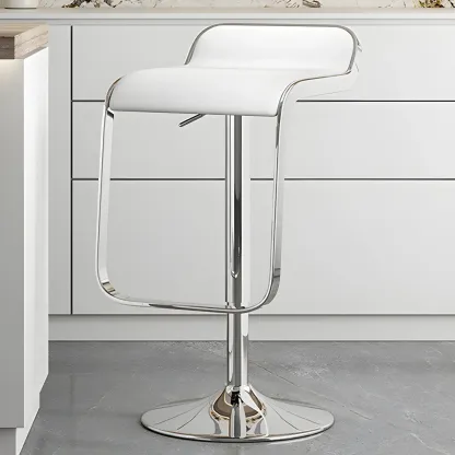 Elegant Metal Adjustable Bar Stools with Leather Seat for Kitchen Image - 11