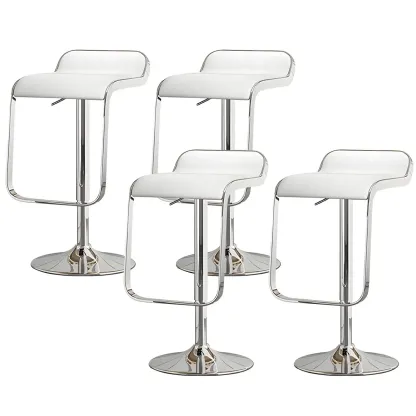 Elegant Metal Adjustable Bar Stools with Leather Seat for Kitchen Image - 15
