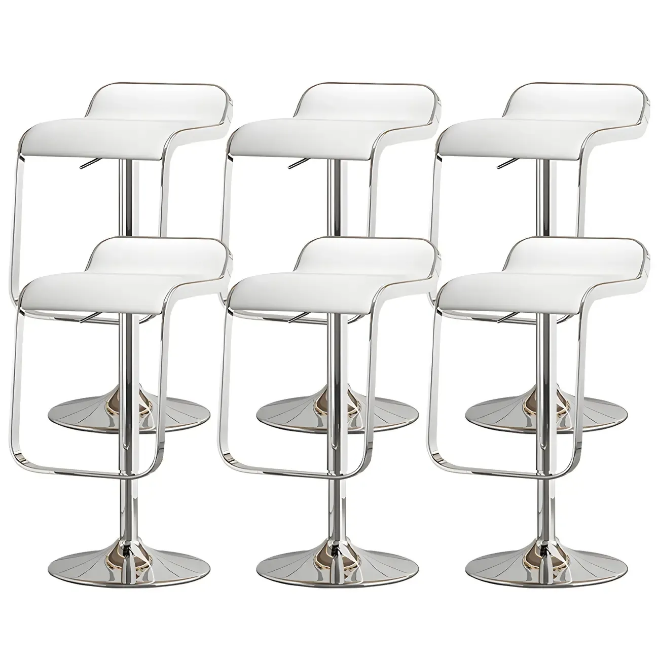Elegant Metal Adjustable Bar Stools with Leather Seat for Kitchen Image - 18