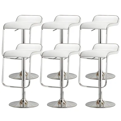 Elegant Metal Adjustable Bar Stools with Leather Seat for Kitchen Image - 18