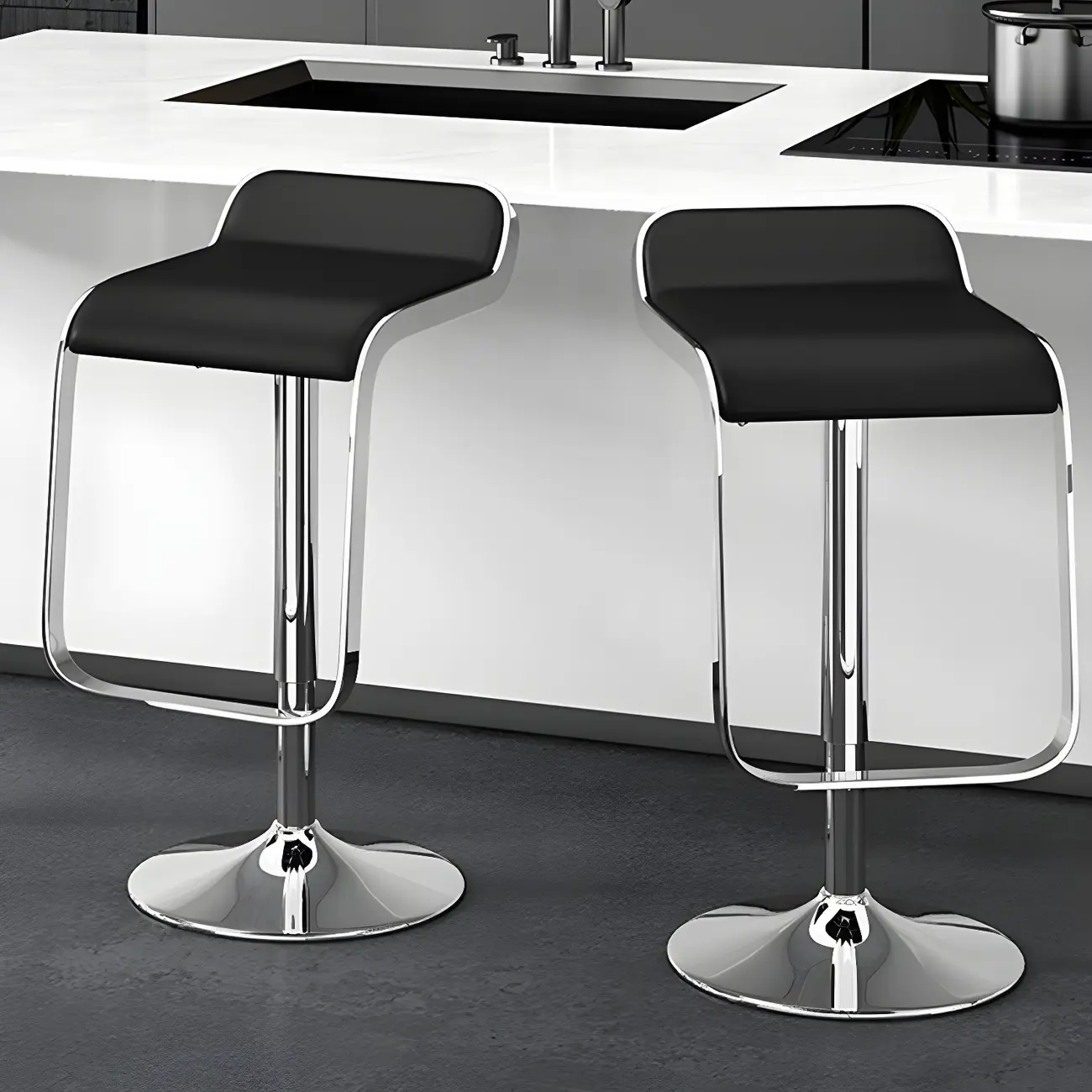 Elegant Metal Adjustable Bar Stools with Leather Seat for Kitchen Image - 19 | homeyfad