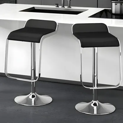 Elegant Metal Adjustable Bar Stools with Leather Seat for Kitchen Image - 19