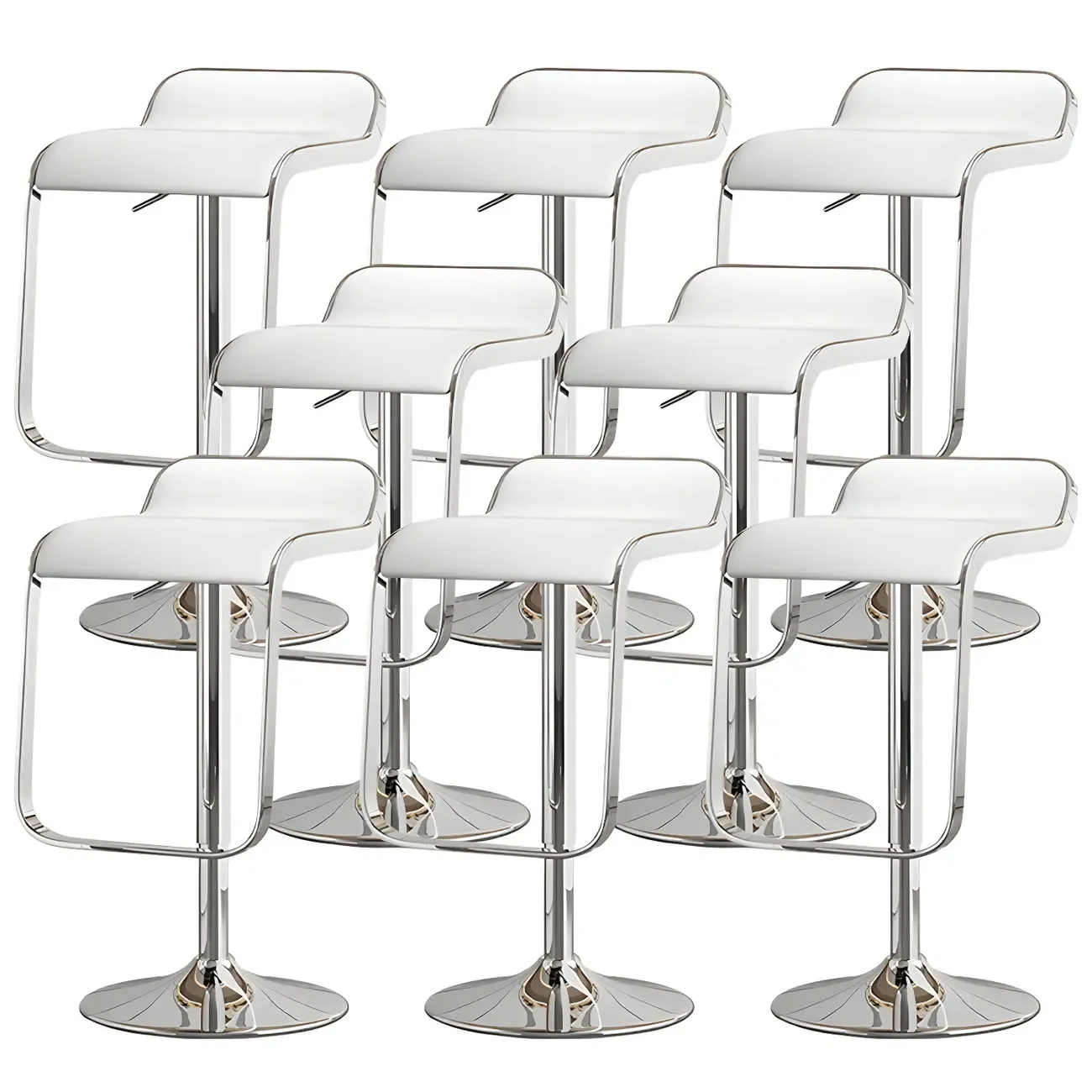 Elegant Metal Adjustable Bar Stools with Leather Seat for Kitchen Image - 20
