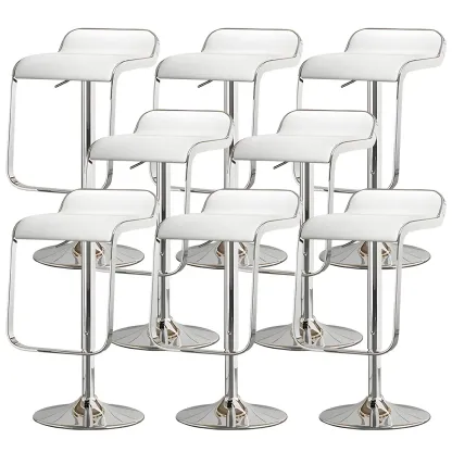 Elegant Metal Adjustable Bar Stools with Leather Seat for Kitchen Image - 20