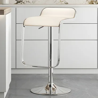 Elegant Metal Adjustable Bar Stools with Leather Seat for Kitchen Image - 21