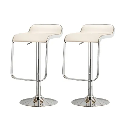 Elegant Metal Adjustable Bar Stools with Leather Seat for Kitchen Image - 22