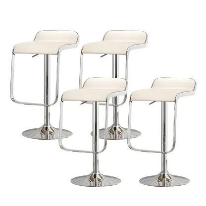 Elegant Metal Adjustable Bar Stools with Leather Seat for Kitchen Image - 23