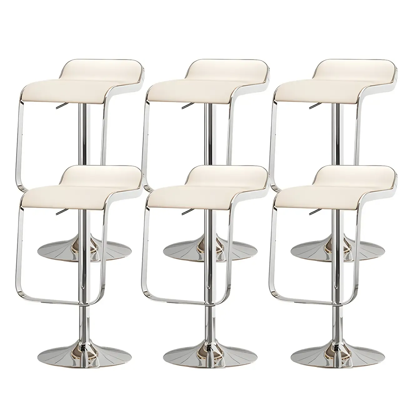 Elegant Metal Adjustable Bar Stools with Leather Seat for Kitchen Image - 24