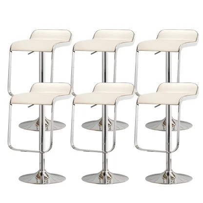 Elegant Metal Adjustable Bar Stools with Leather Seat for Kitchen Image - 24