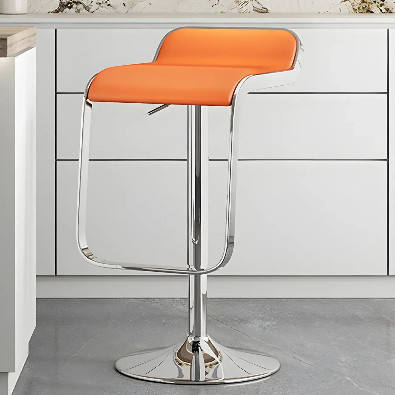 Elegant Metal Adjustable Bar Stools with Leather Seat for Kitchen Image - 26
