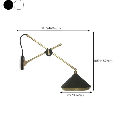 Modern Metal Adjustable Swing Arm Wall Light #size
