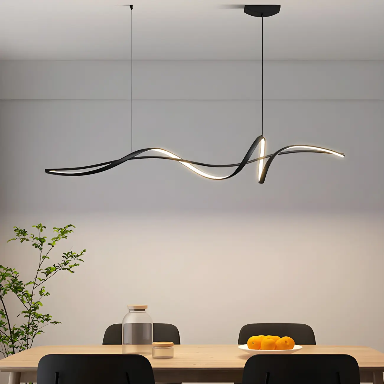 Abstract Modern Black Linear Island Pendant Light Image - 1 | homeyfad