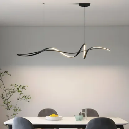 Abstract Modern Black Linear Island Pendant Light Image - 2