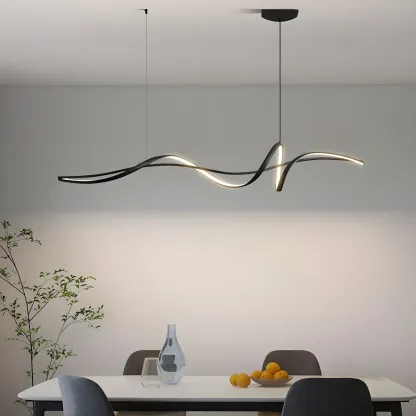 Abstract Modern Black Linear Island Pendant Light Image - 3