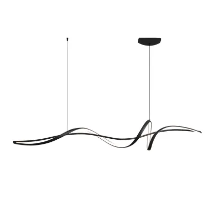 Abstract Modern Black Linear Island Pendant Light Image - 5