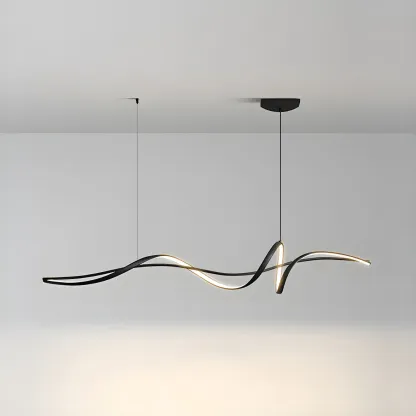 Abstract Modern Black Linear Island Pendant Light Image - 6