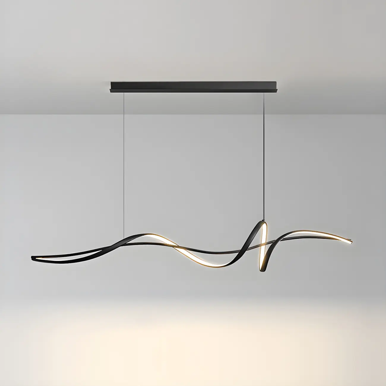 Abstract Modern Black Linear Island Pendant Light Image - 7 | homeyfad