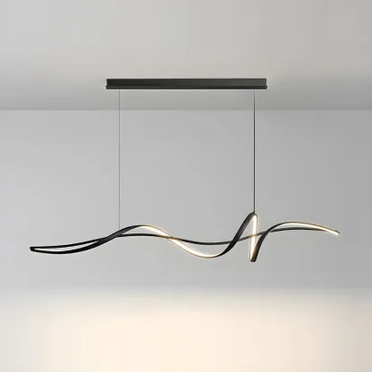 Abstract Modern Black Linear Island Pendant Light Image - 7